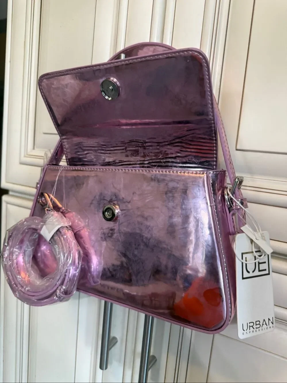 Urban Expressions Women's Metallic Donna Crossbody Purse Handbag Pink NWT